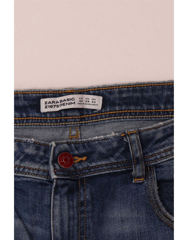 Zara Short en jean pour femme EU 40 Medium W30 Bleu Floral