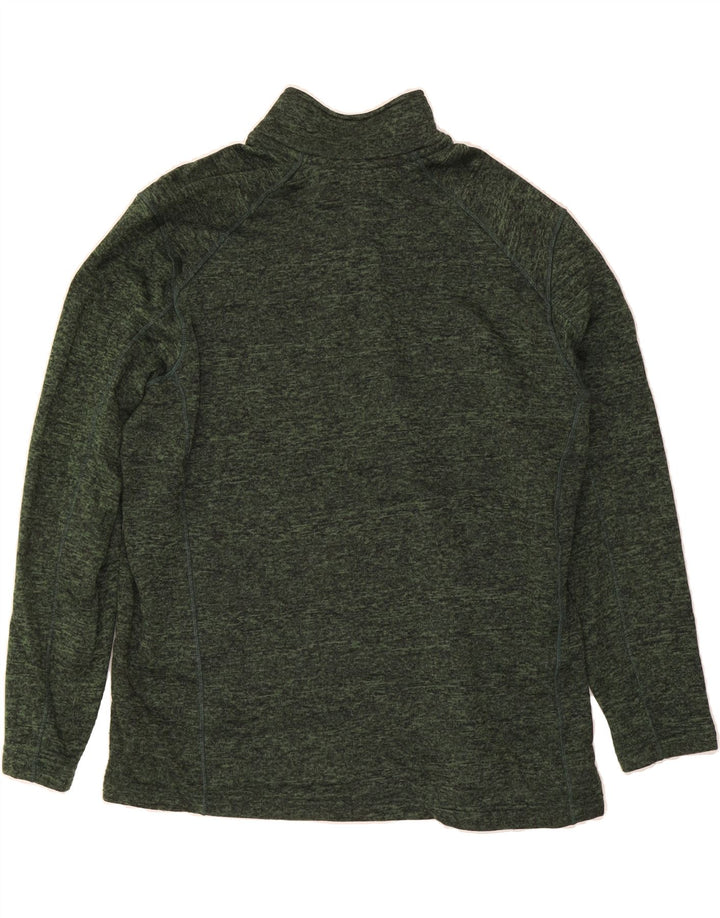 EDDIE BAUER Mens Zip Neck Fleece Jumper 2XL Green Flecked Polyester Vintage Eddie Bauer and Second-Hand Eddie Bauer from Messina Hembry 