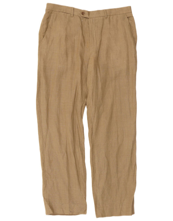 Marks & Spencer Pantalon Chino Droit Homme W34 L31 Lin Beige
