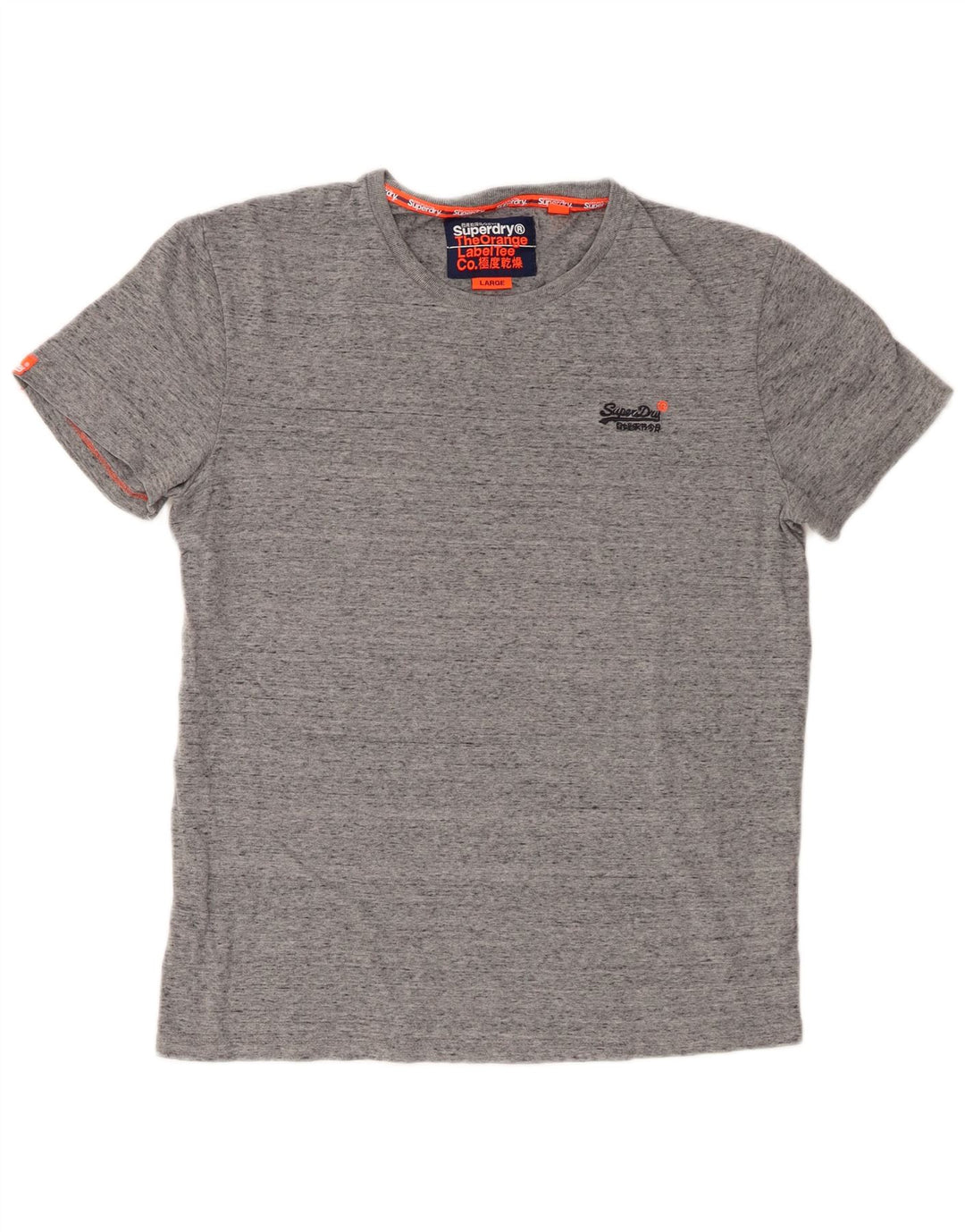 Superdry Homme T-Shirt Top Large Gris Moucheté Coton