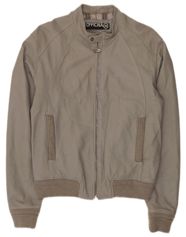 Officina 36 Veste en cuir bomber pour homme UK 42 XL Gris