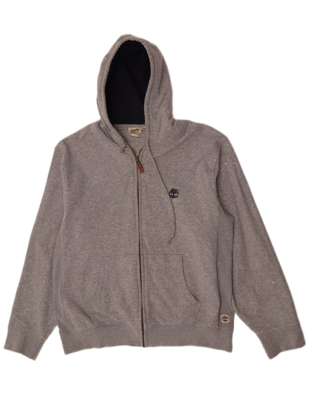 Timberland Pull à capuche zippé pour hommes, grand coton gris