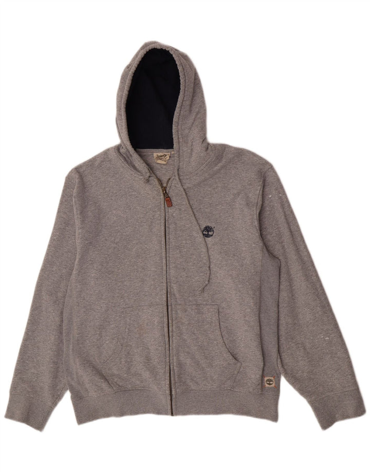 Timberland Pull à capuche zippé pour hommes, grand coton gris