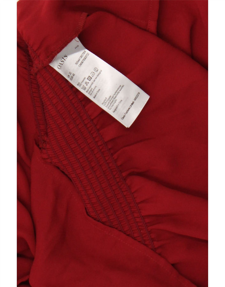 Oasis Chemisier à manches longues pour femme UK 22 3XL Bordeaux Polyester