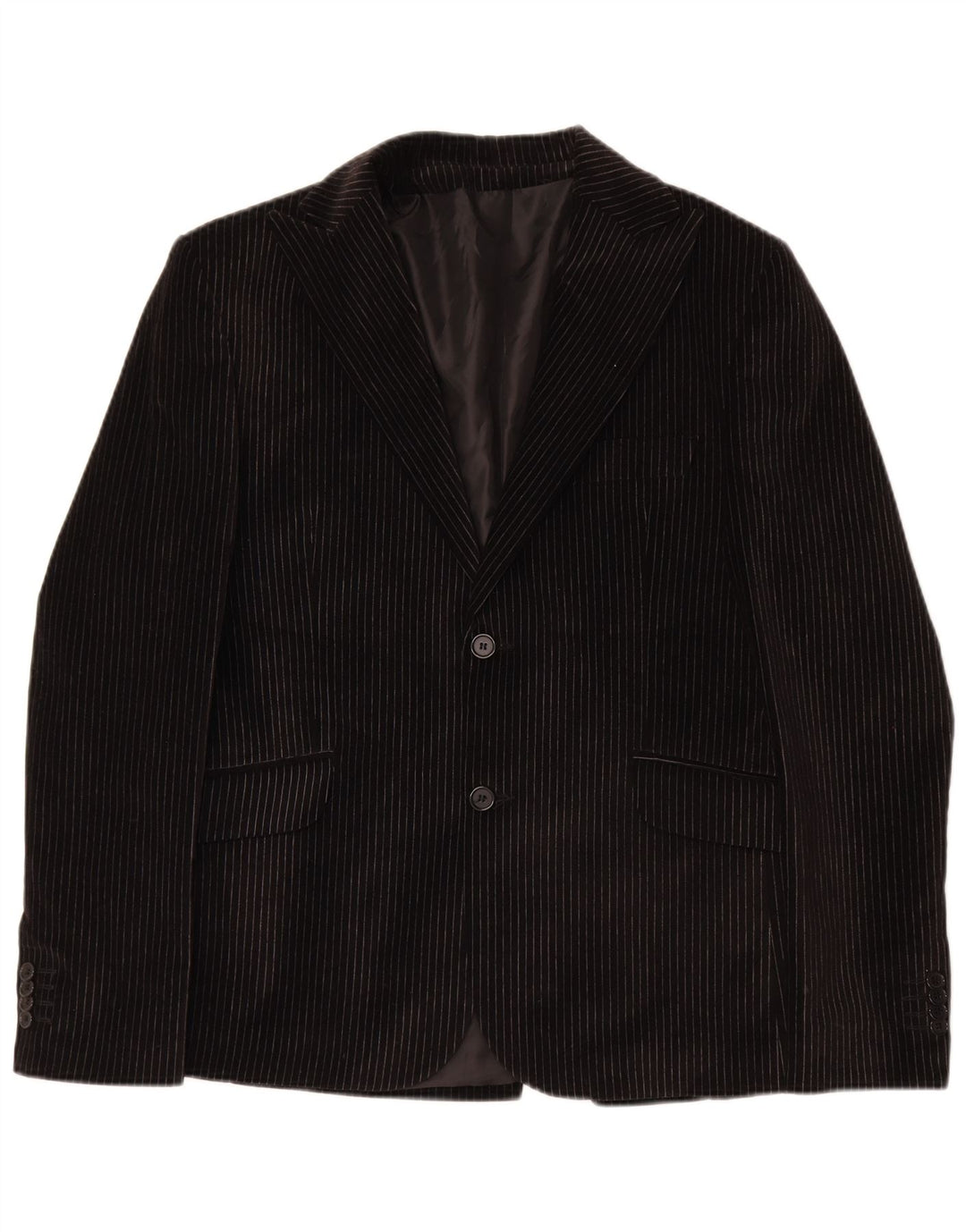 Vincent Costume 2 pièces 2 boutons pour homme IT 48 Medium W30 L32 Noir à fines rayures