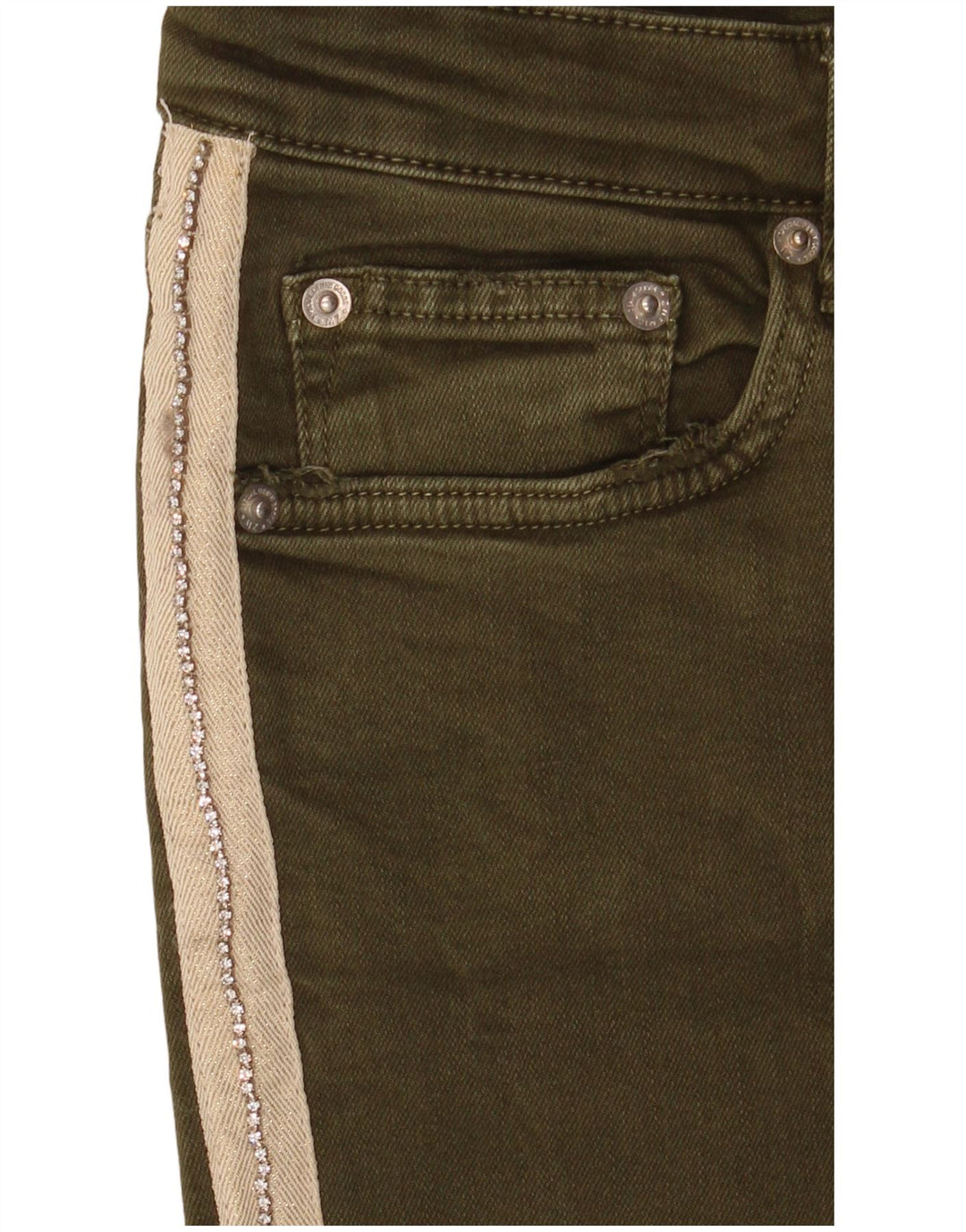 Zara Jean Slim Femme EU 40 Medium W30 L27 Kaki Colorblock