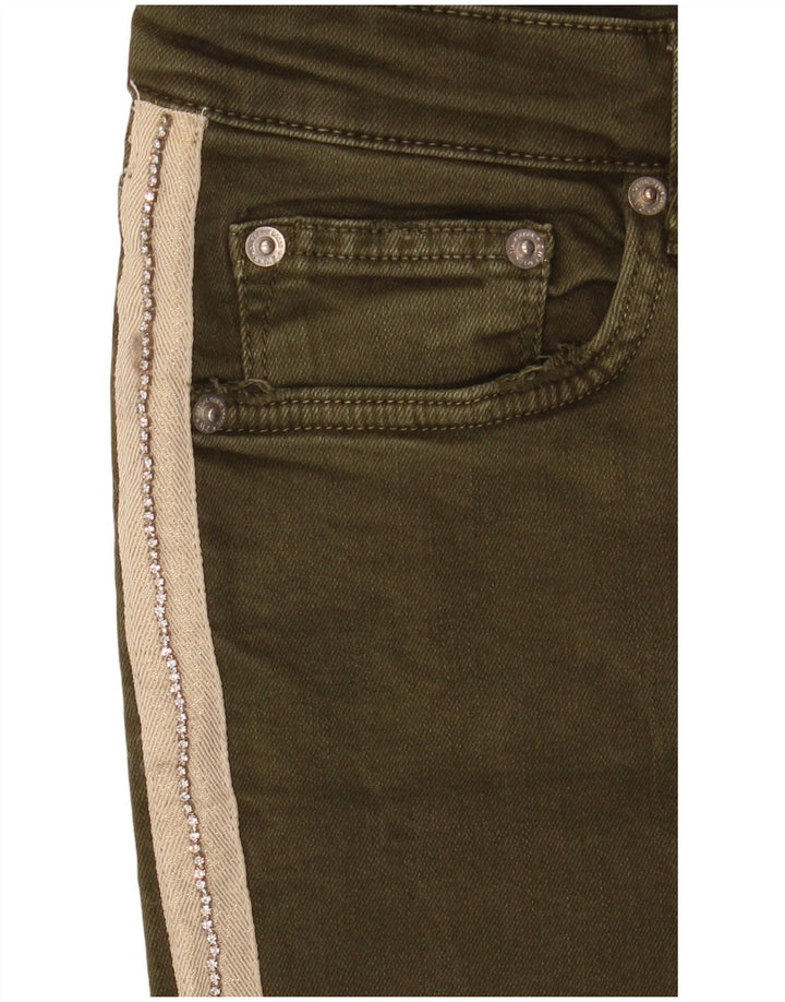 Zara Jean Slim Femme EU 40 Medium W30 L27 Kaki Colorblock