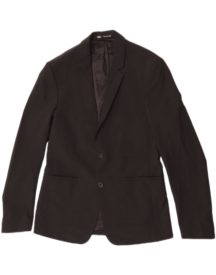 Zara Veste Blazer 2 Boutons Homme EU 48 Polyester Noir Moyen