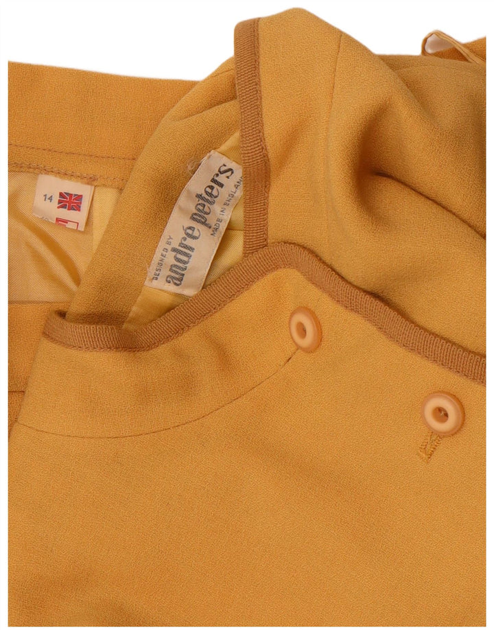 VINTAGE Womens 5 Button 2 Piece Skirt Set UK 14 Medium W28  Yellow