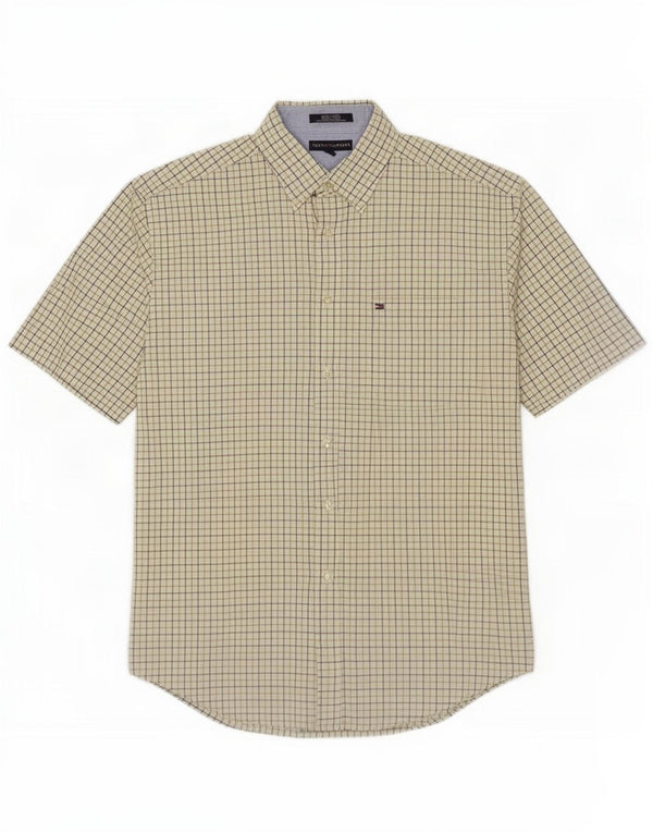 Tommy Hilfiger Chemise à manches courtes pour homme en coton à carreaux verts