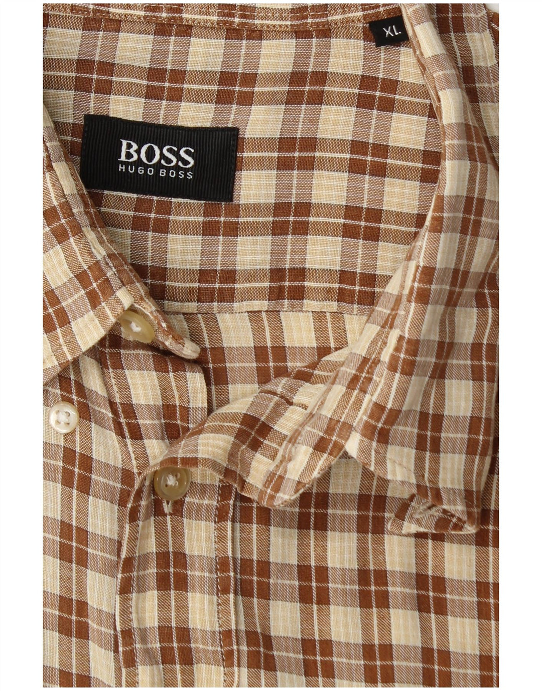 HUGO BOSS Chemise à manches courtes homme XL marron à carreaux