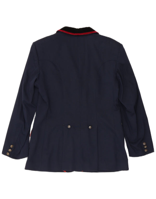 vintage Womens Riding 4 Bouton Blazer Veste IT 42 Laine Bleu Marine Moyenne
