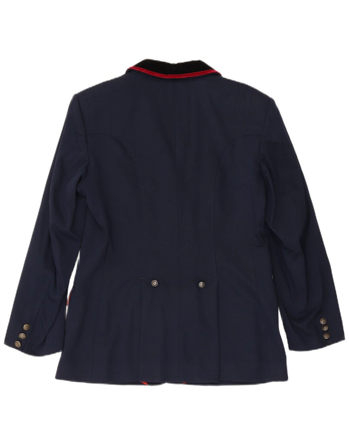 vintage Womens Riding 4 Bouton Blazer Veste IT 42 Laine Bleu Marine Moyenne