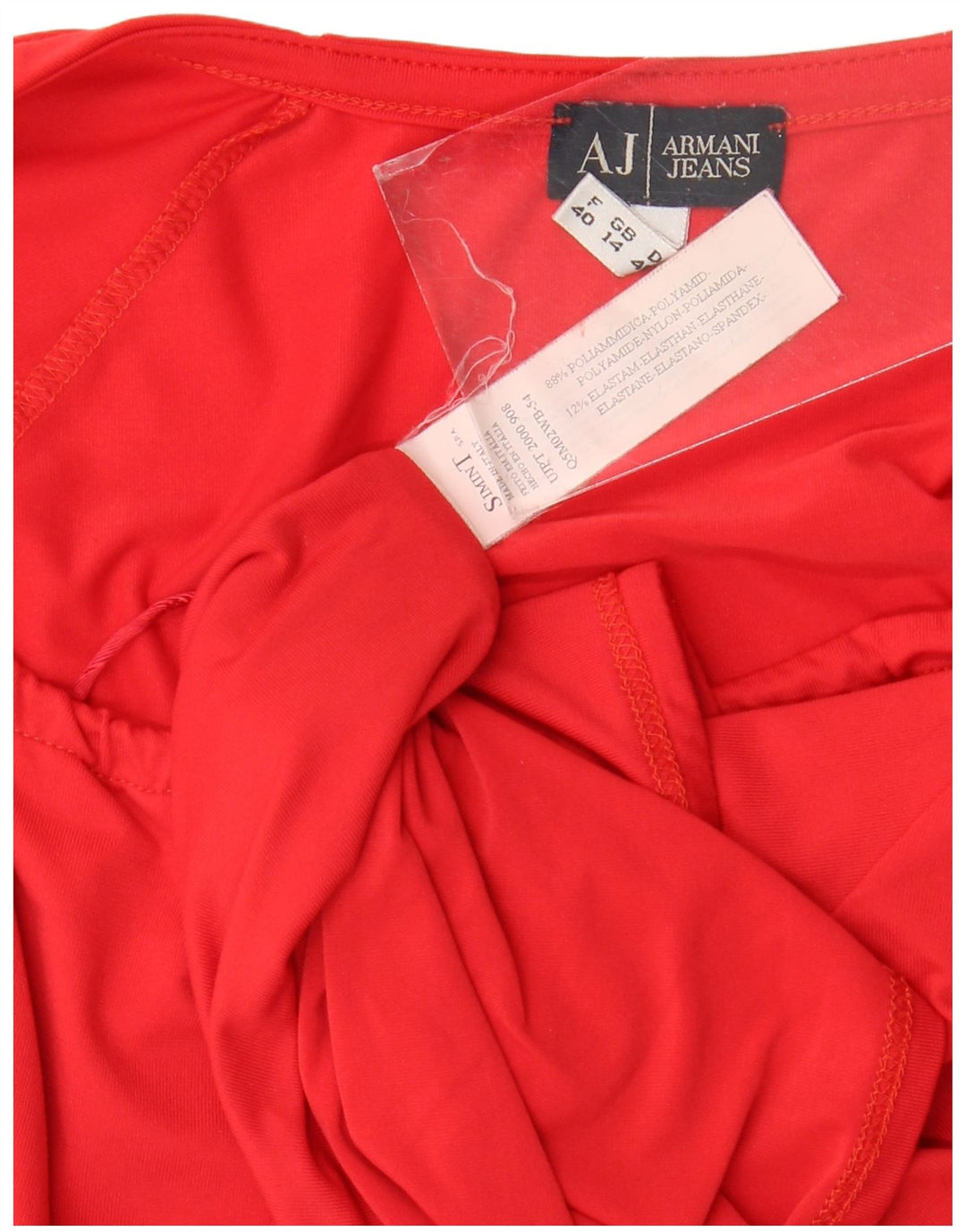 Armani Jeans Chemisier court à manches 3/4 pour femme UK 14 Polyamide rouge moyen