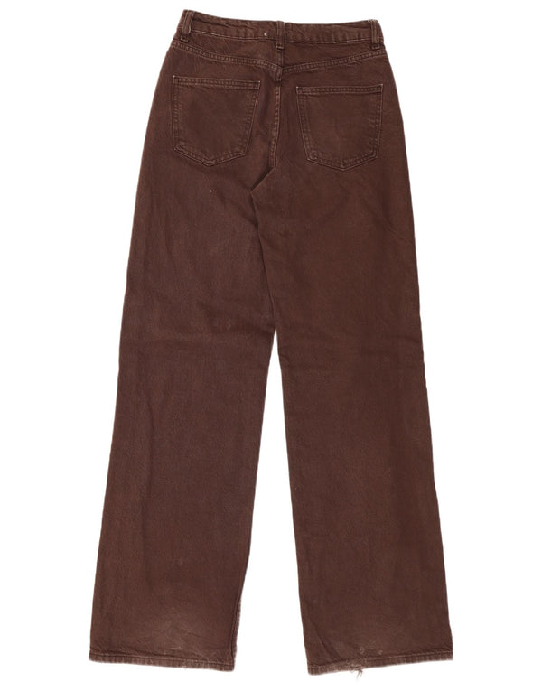 Zara Jean taille haute jambe large pour femme EU 34 2XS W24 L32 Coton marron