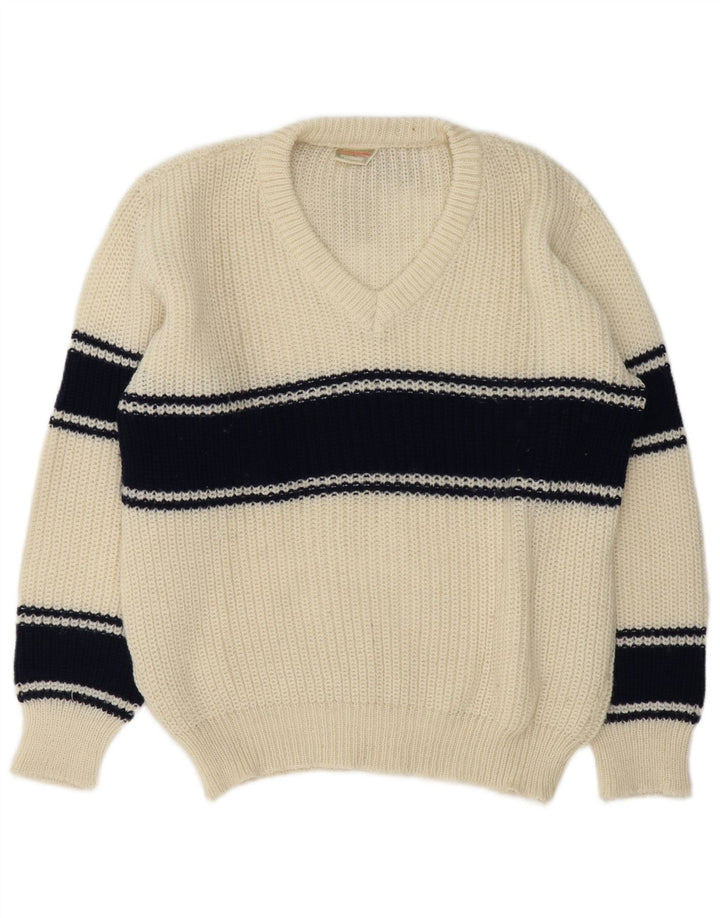 vintage Mens V-Col Jumper Pull Grand Blanc Colorblock