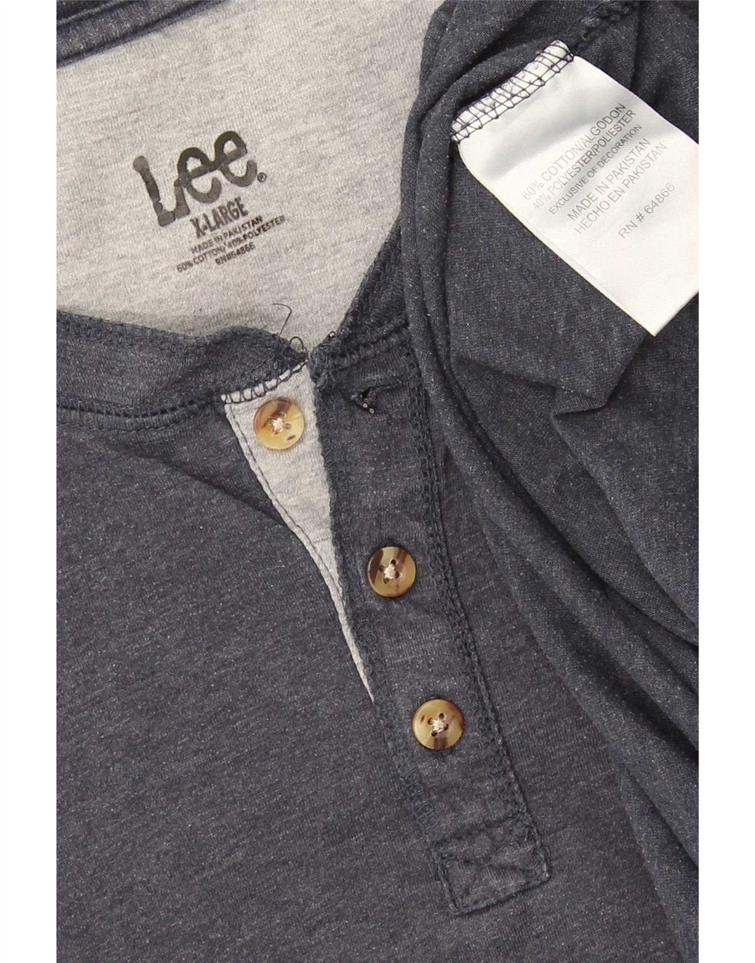 Lee T-Shirt Homme Top XL Gris Coton
