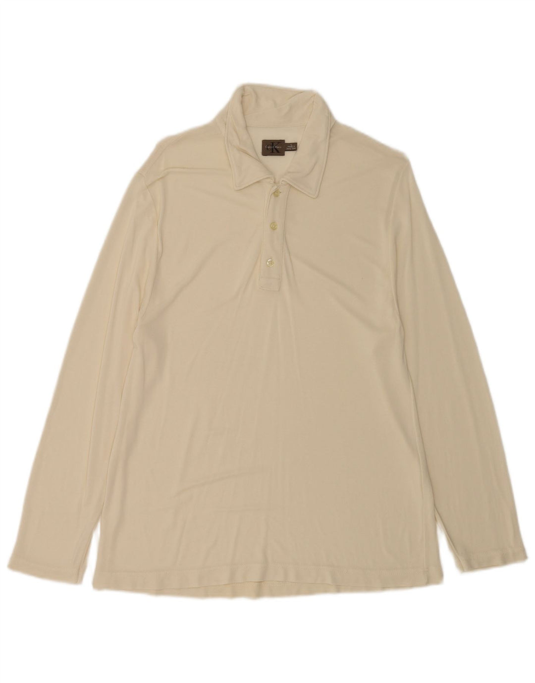 Calvin Klein Polo à manches longues pour homme Large Beige