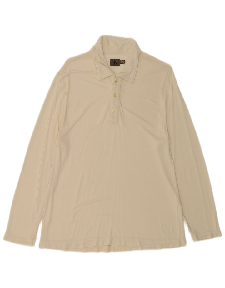 Calvin Klein Polo à manches longues pour homme Large Beige