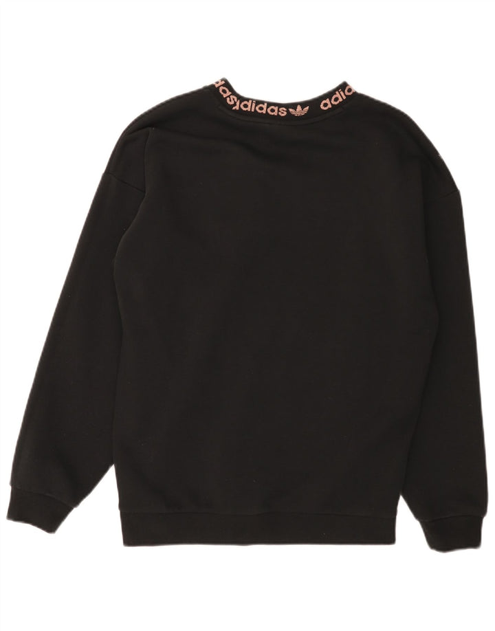 Adidas Sweat-shirt surdimensionné graphique pour femme UK 4 petit coton noir