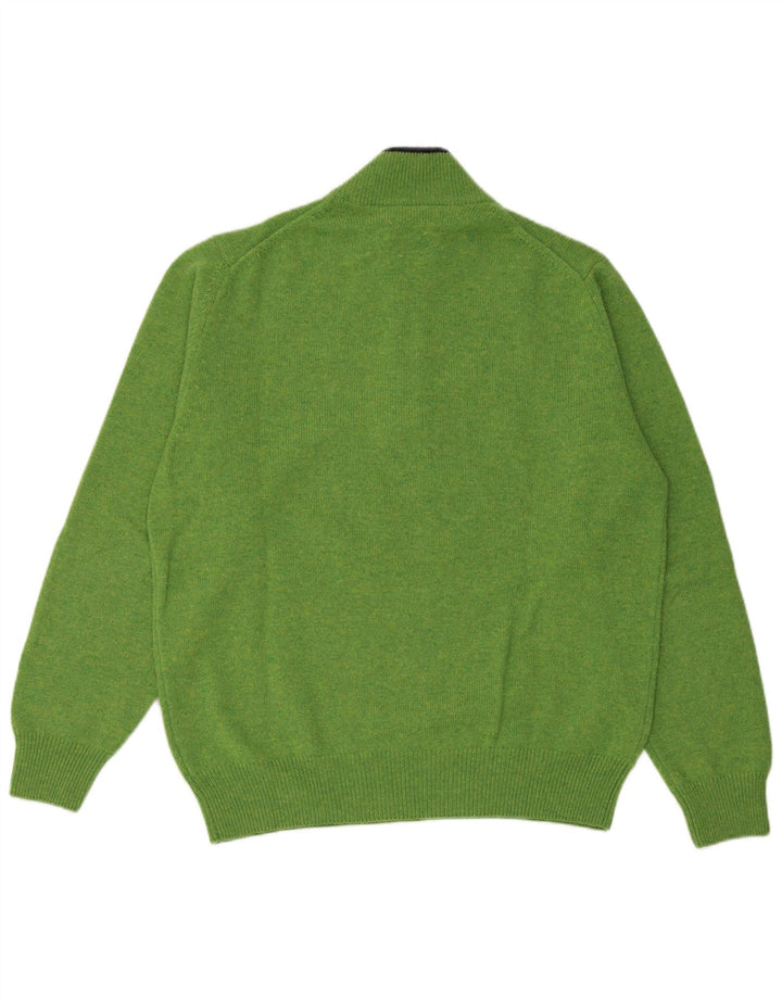 Fred Perry Pull Col Zippé Homme Vert Moyen Laine