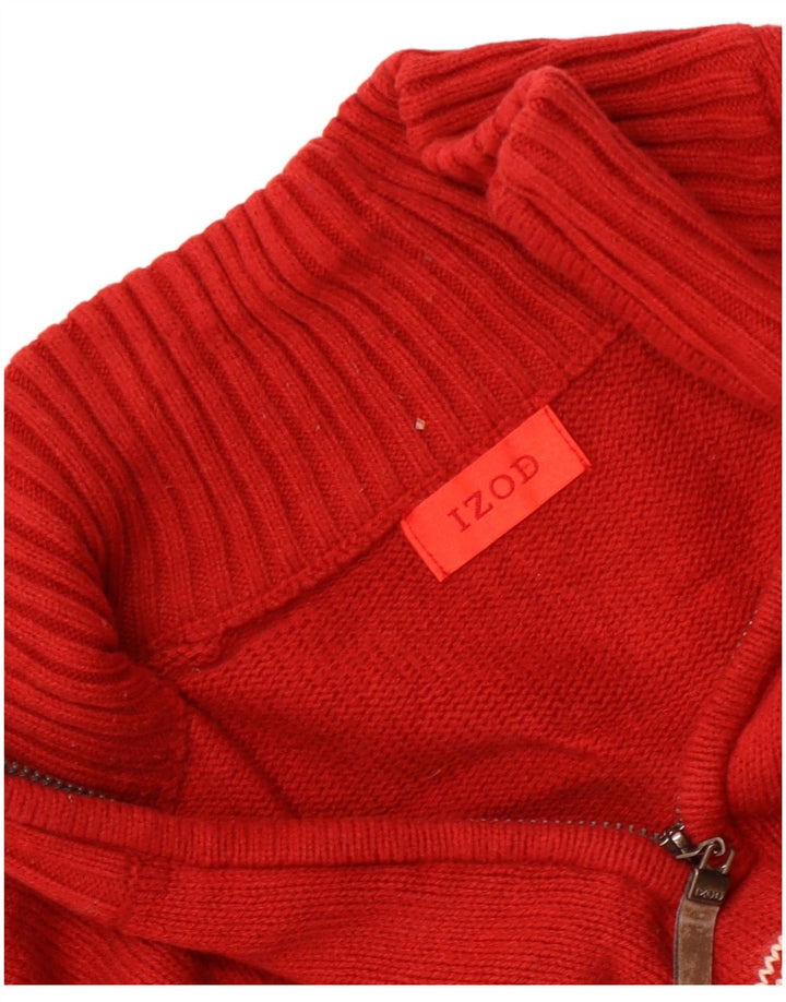 IZOD Pull col zippé homme rouge moyen Fair Isle