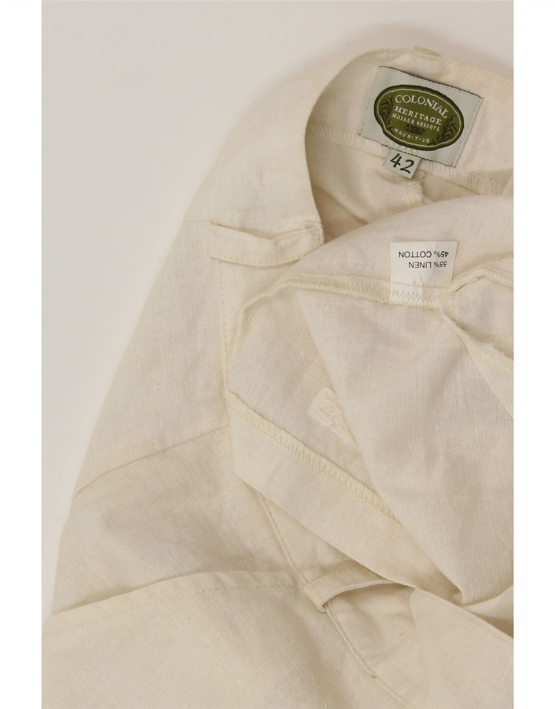 MAURITIUS Short Chino Femme IT 42 Medium W30 Lin Blanc