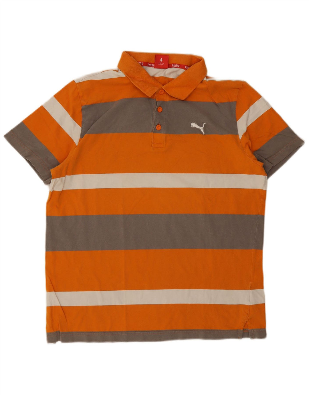 Puma Polo à manches courtes pour homme Large rayé orange