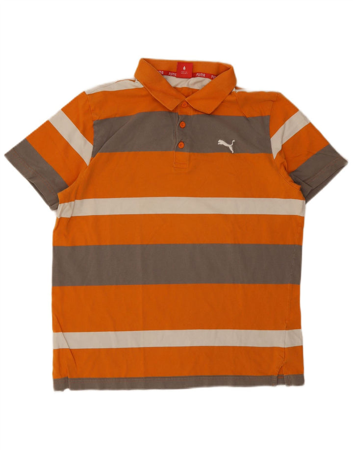 Puma Polo à manches courtes pour homme Large rayé orange