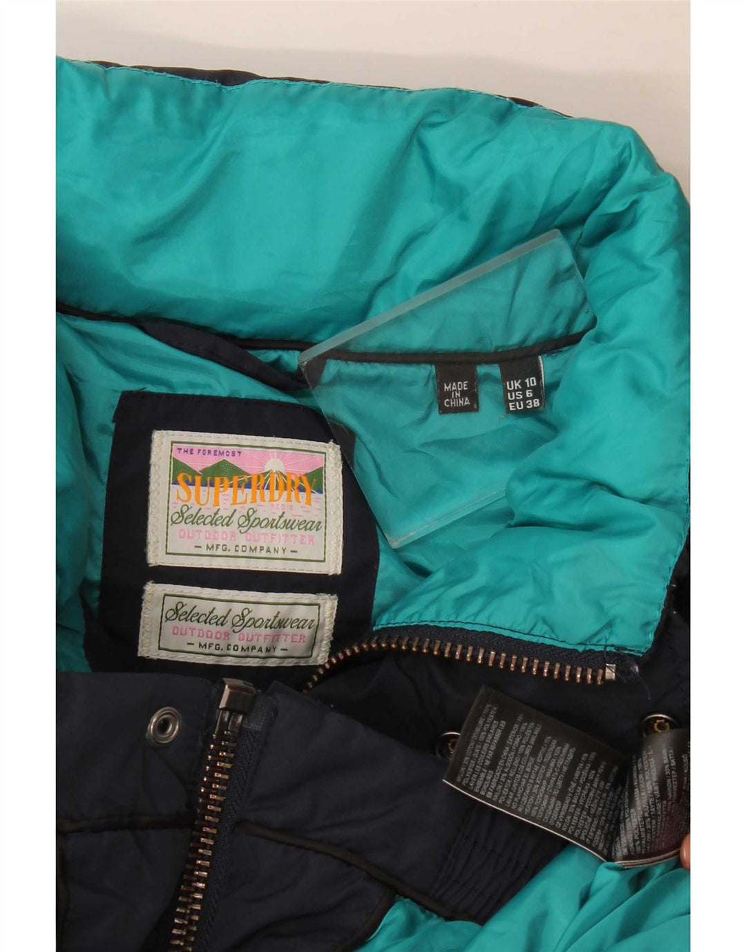 Superdry Veste matelassée surdimensionnée pour femme UK 10 Small Bleu marine Polyester