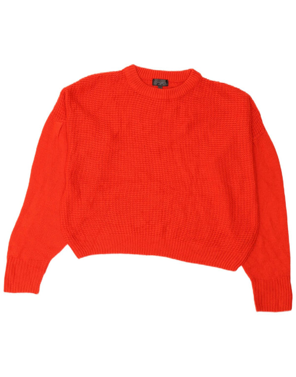 Topshop Pull court surdimensionné à col rond pour femme UK 8 Petit Rouge