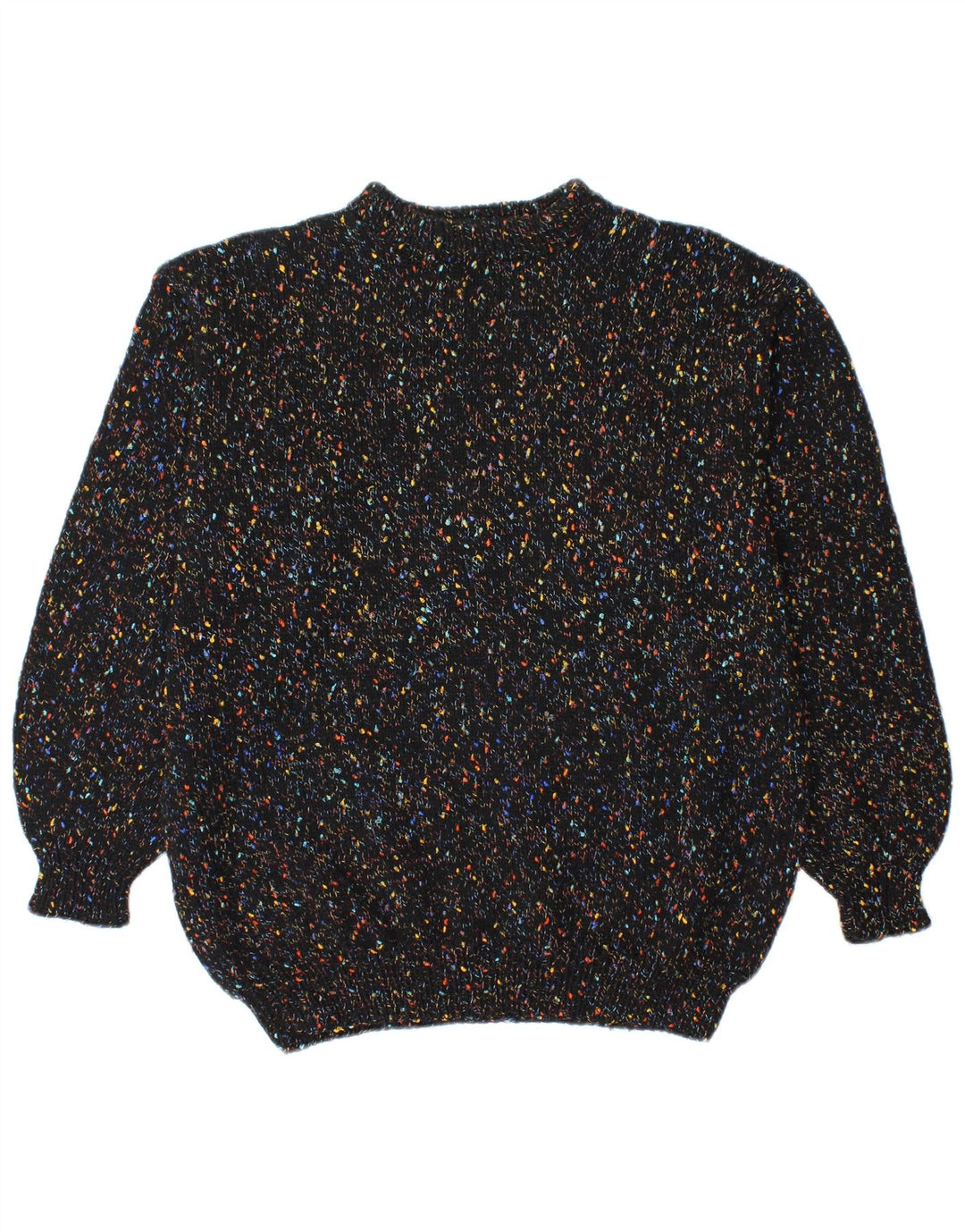 vintage Mens Turtle Neck Jumper Pull Moyen Noir Moucheté