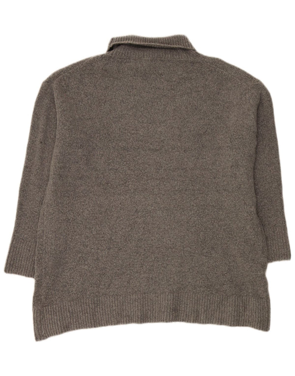 Zara Pull surdimensionné à col roulé pour femme UK 10 Petit Acrylique Gris