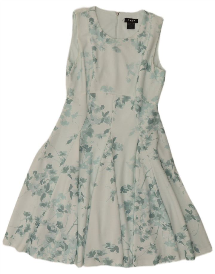 Dkny Robe trapèze sans manches pour femme EU 40 Polyester floral vert moyen