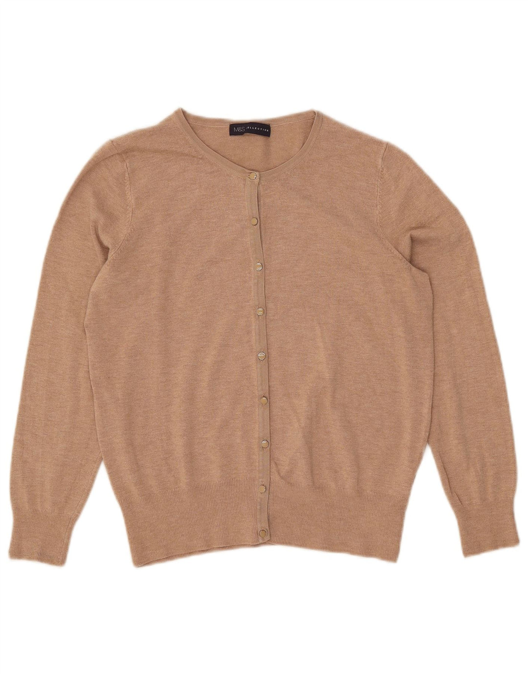 Marks & Spencer Pull Cardigan Femme UK 12 Viscose Beige Moyen