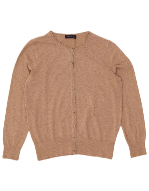 Marks & Spencer Pull Cardigan Femme UK 12 Viscose Beige Moyen