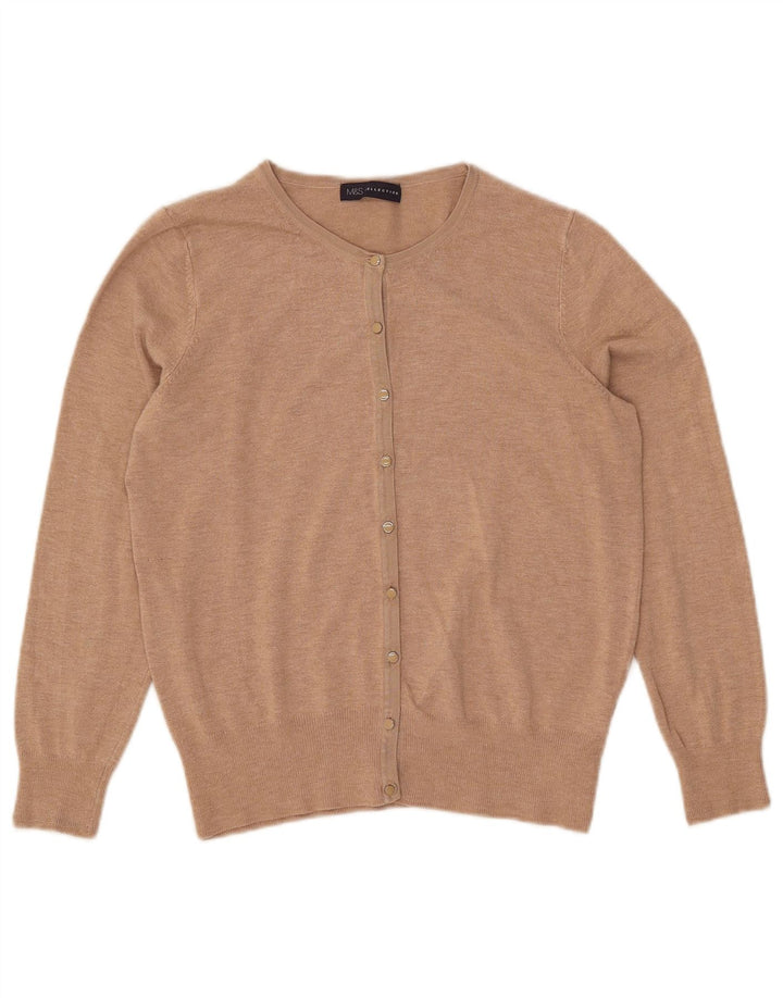 Marks & Spencer Pull Cardigan Femme UK 12 Viscose Beige Moyen