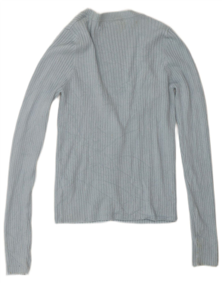 Zara Cardigan Femme Pull UK 12 Rayonne Bleu Moyen