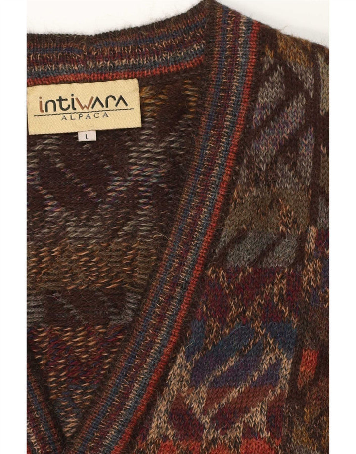 Intiwara Cardigan pour homme en laine d'alpaga géométrique multicolore