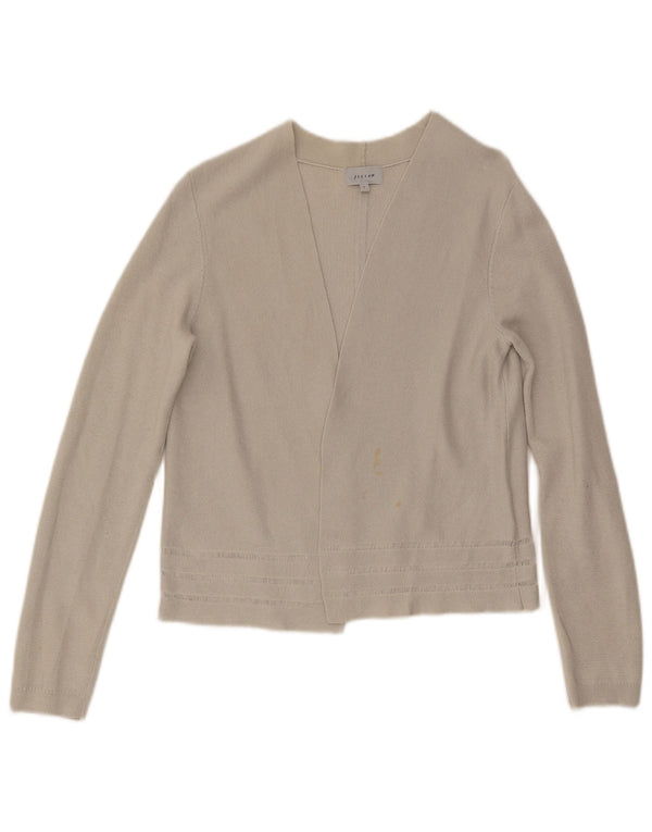 Jigsaw Cardigan court ouvert pour femme UK 10 Petit coton gris