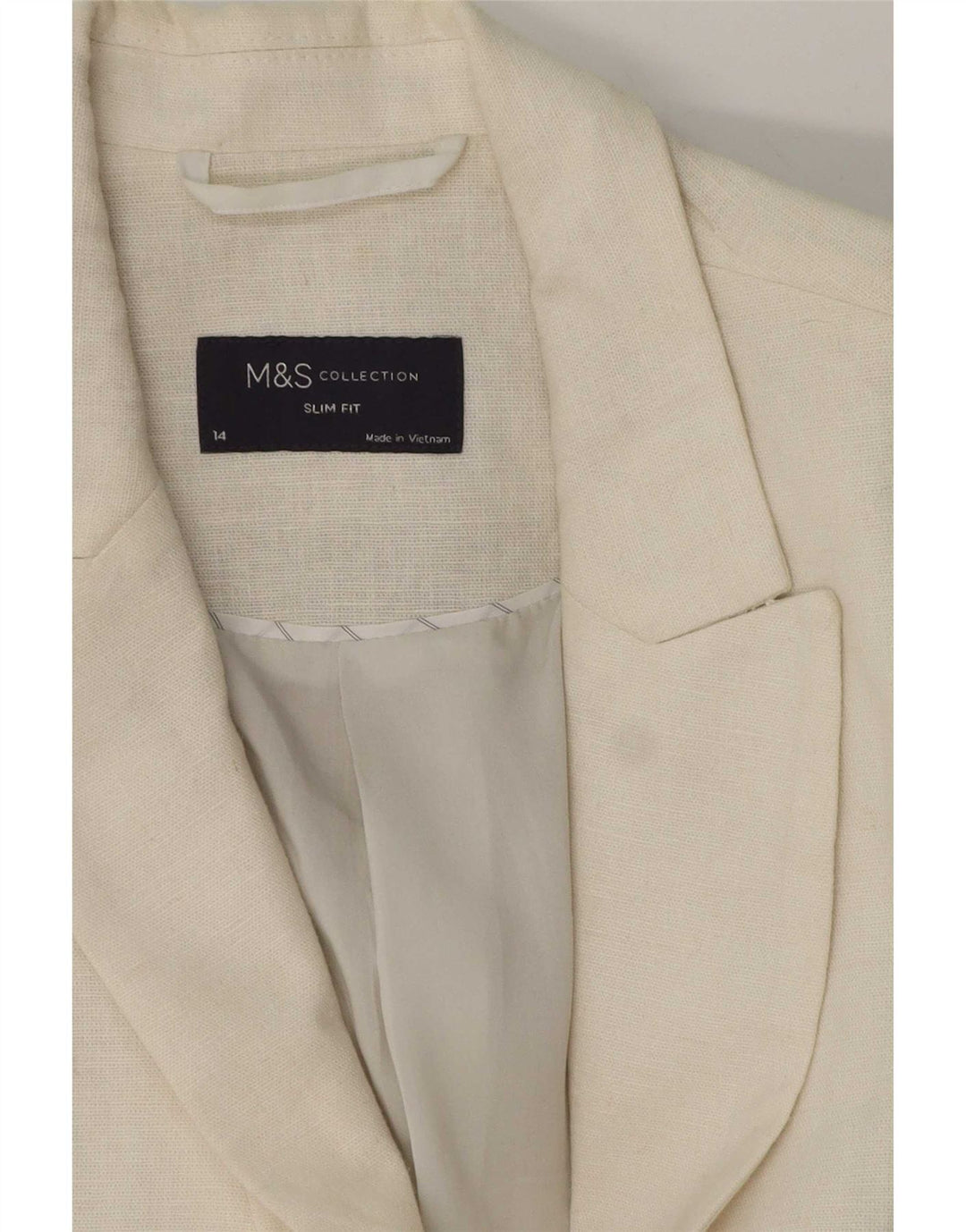 Marks & Spencer Veste blazer à 1 bouton pour femme UK 14 Large Blanc