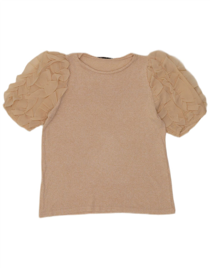 Zara Femme Chemisier Top UK 12 Beige Moyen