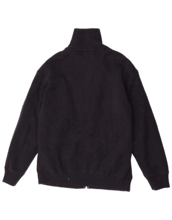 vintage Homme Cardigan Pull XL Bleu Marine Laine Mérinos
