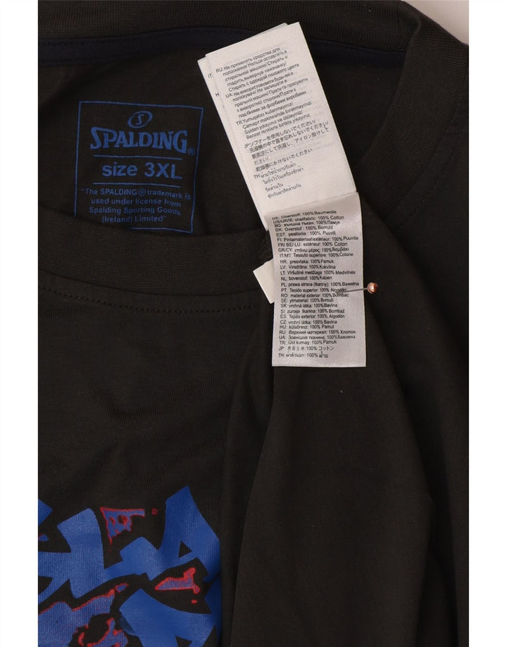 SPALDING T-Shirt Graphique Homme Top 3XL Gris Coton