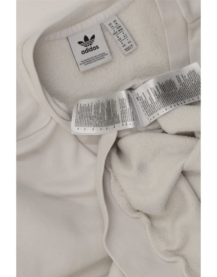Adidas Sweat-shirt surdimensionné pour femme UK 14 en coton blanc moyen