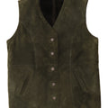 vintage Femme Daim Gilet UK 14 Grand Kaki