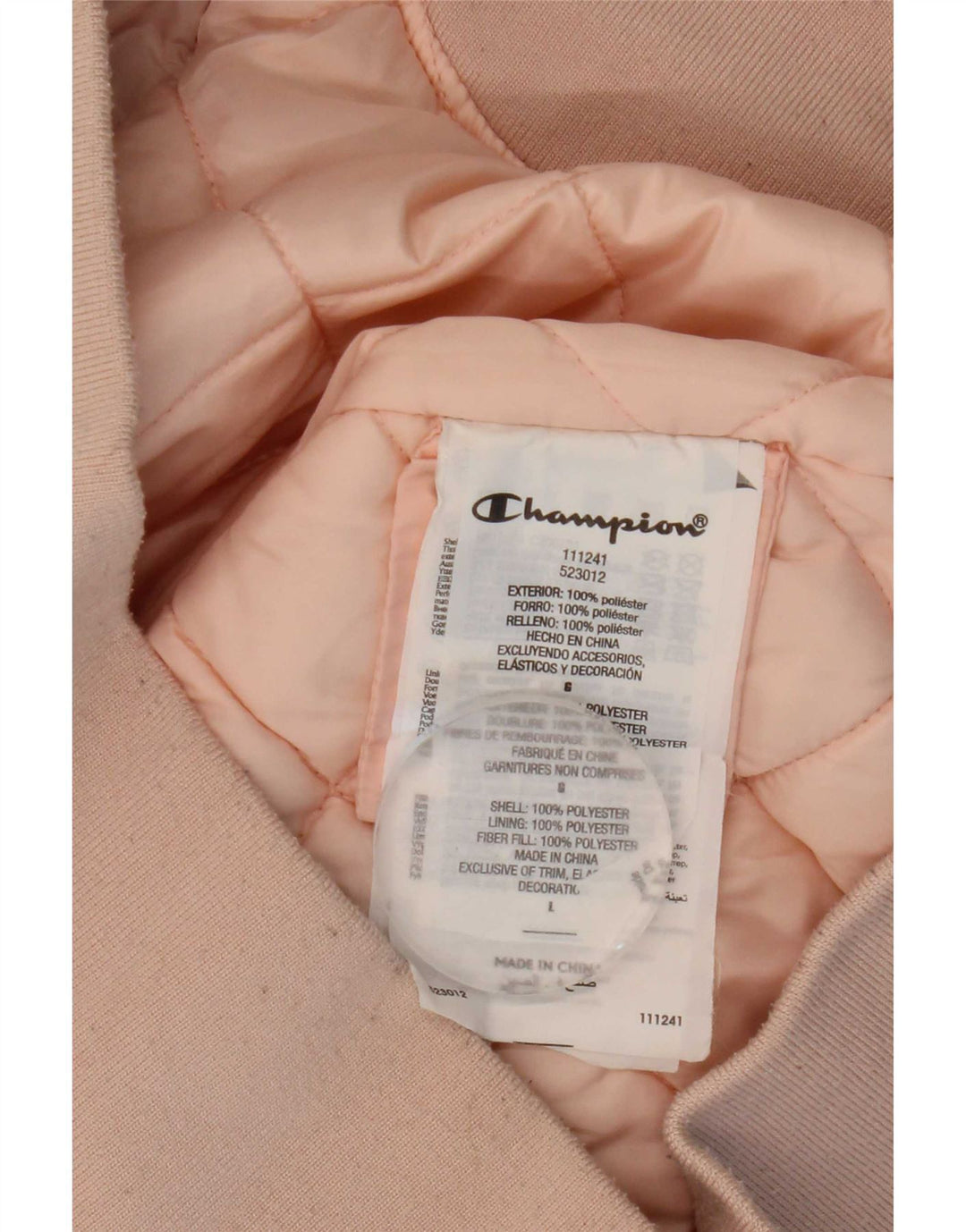 Champion Veste Bomber Graphique Femme IT 46 Large Rose Polyester