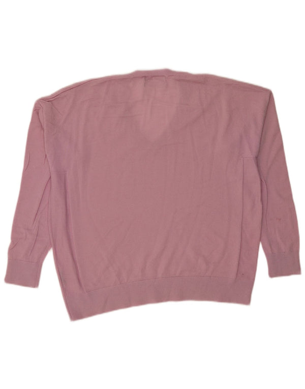 Marks & Spencer Pull surdimensionné à col en V pour femme UK 14 Rose moyen