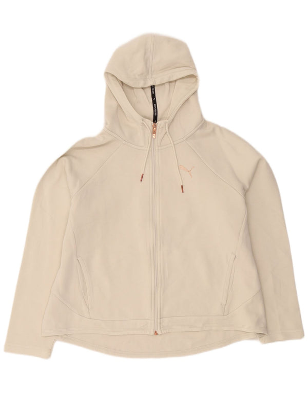 Puma Pull à capuche zippé pour femme UK 18 XL Blanc cassé Coton