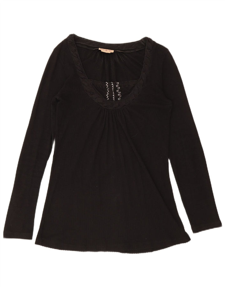 Marlboro Classics Haut à manches longues pour femme UK 14 Large Noir Coton